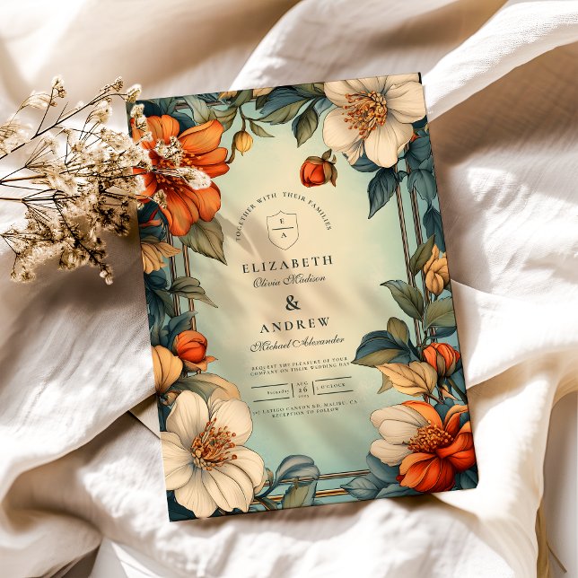 Invitation Art Nouveau Fleuriste Élégant pour Mariage (Créateur téléchargé)