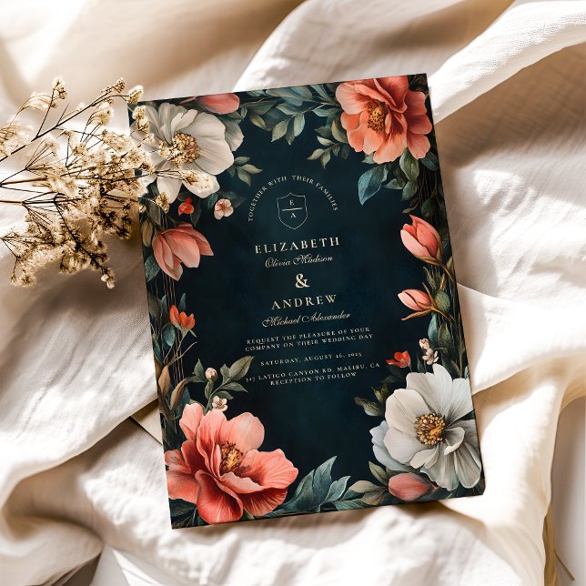 Invitation Art Nouveau Fleurs Sombres (Créateur téléchargé)