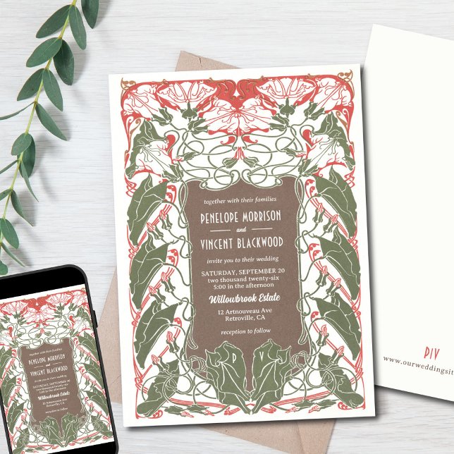 Invitation Art Nouveau Floral Elégance 2 (Créateur téléchargé)