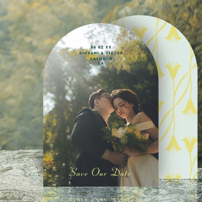 Invitation Art Nouveau Floral Lily Save The Date Announcement (Créateur téléchargé)