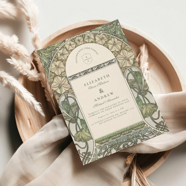 Invitation Art nouveau floral mariage de verdure (Créateur téléchargé)