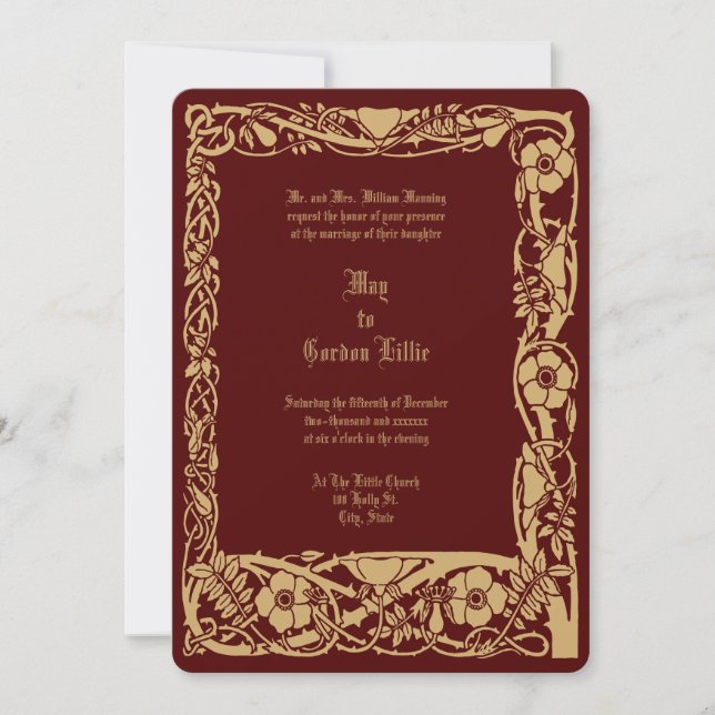 Invitation Art Nouveau Floral Vine Border By Lilien Wedding (Devant)