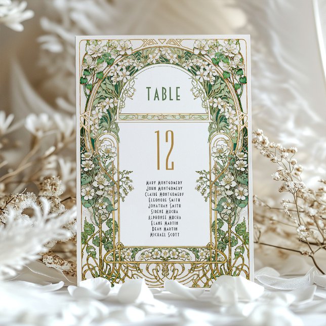 Invitation Art Nouveau Floral Wedding Table Number (Créateur téléchargé)