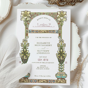 Invitation Art Nouveau Mariage Gold Pastel Arch