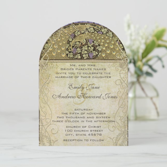 Invitation Art Nouveau Peacock Mariage cliquez LIRE PLUS (Debout devant)