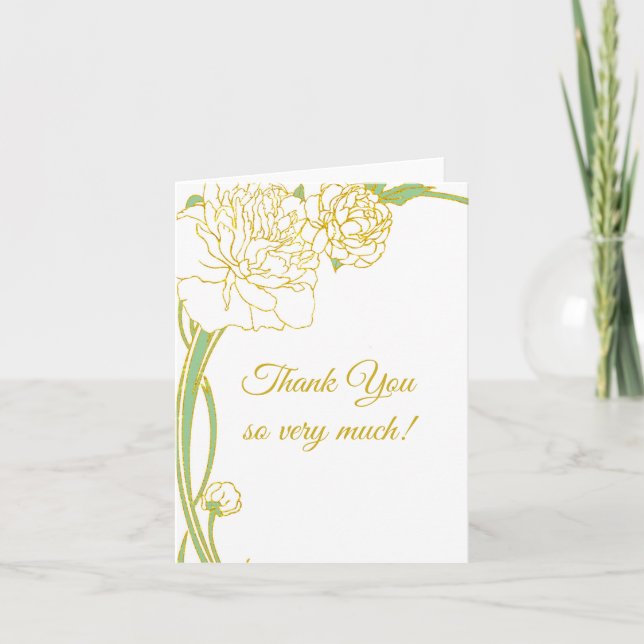 Invitation Art Nouveau Peony Thank You Card (Devant)