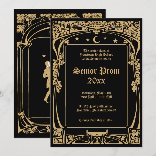 Invitation Art Nouveau Prom (Devant / Derrière)
