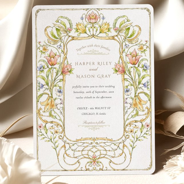 Invitation Art nouveau romantique Mariage floral (Créateur téléchargé)