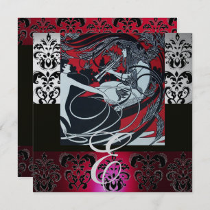 INVITATION ART NOUVEAU ROUGE ARGENT NOIR ARGENT DOMMASQUE MON