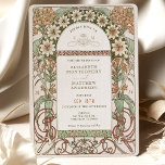 Invitation Art Nouveau Sepia & Cream Floral Mariage<br><div class="desc">Découvrez l'élégance intemporelle de l'Art Nouveau avec ce faire-part de mariage magnifiquement ouvragé. Le design avant présente une palette sophistiquée de champagne, sépia et crème, accentuée de tendres délicats et de motifs botaniques qui captent l'essence de l'époque. L'envers le complète avec un subtil emblème de monogramme, ajoutant une touche personnelle...</div>