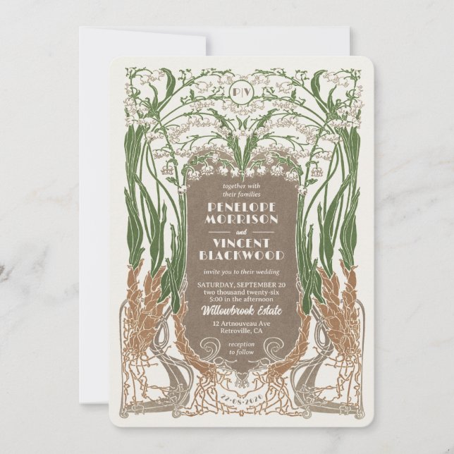 Invitation Art Nouveau Snowdrops Elegance (Devant)
