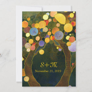Invitation Art Nouveau Style Arbres Ranch Mariage
