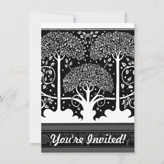 Invitation Art Nouveau Tree Beardsley Motif (Devant)