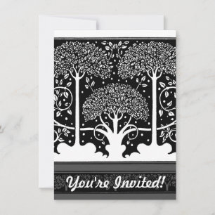 Invitation Art Nouveau Tree Beardsley Motif