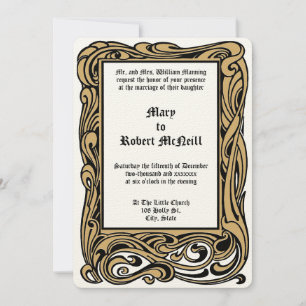 Invitation Art nouveau Victorian Era 1901 Foliage Mariage