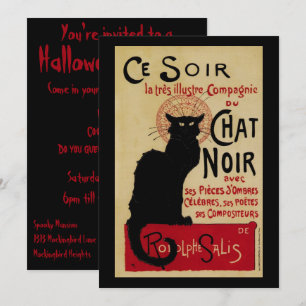 Invitation Art Nouveau vintage, Ce Soir Conversation Noir Cha