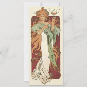 Invitation Art Nouveau vintage, Champagne par Alphonse Mucha