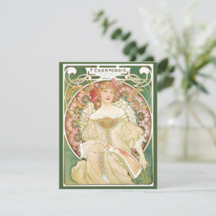 Invitation Art Nouveau vintage, Champenois par Alphonse Mucha