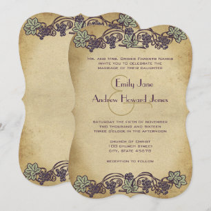 Invitation Art Nouveau Vintage Purple Vineyard Mariage Invita