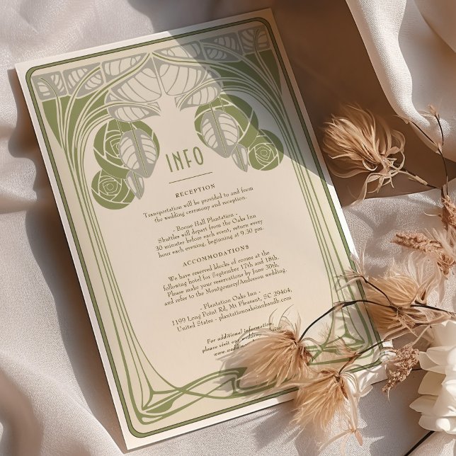 Invitation Art Nouveau Vintage Wedding Info Card Mackintosh (Créateur téléchargé)