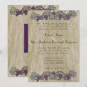 Invitation Art Nouveau Woodgrain Vintage Vignoble Mariage