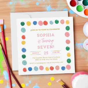 Invitation Art Painting Party Peinture fille Anniversaire