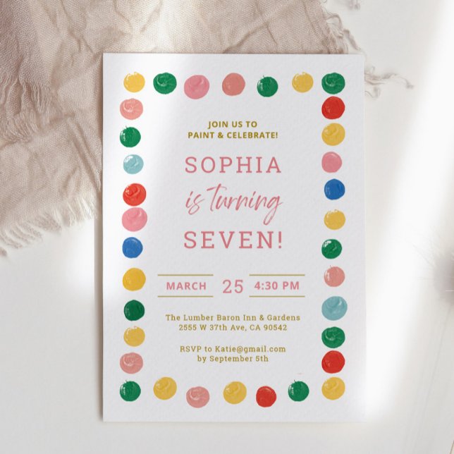 Invitation Art Painting Party Peinture fille Anniversaire Enf (Créateur téléchargé)
