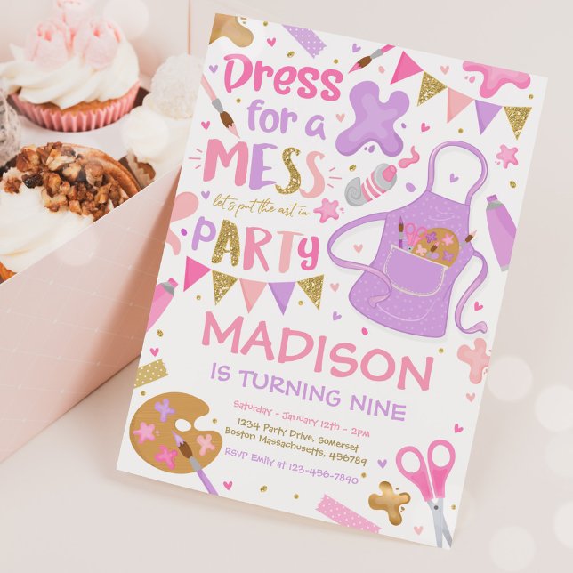 Invitation Art Party Artisanat Peinture Fille Anniversaire (Créateur téléchargé)