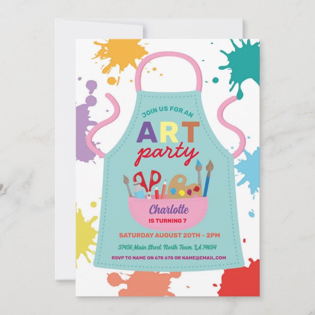 Invitation Art Party Peinture Artisanat Dessin Peinture Apron (Devant)