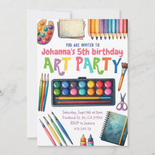 Invitation Art Party Peinture Artiste Anniversaire de enfant
