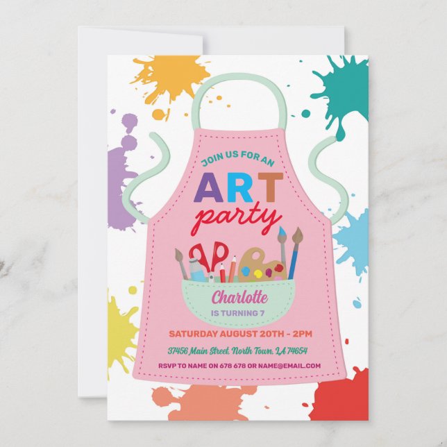 Invitation Art Party Peinture Dessin Peinture Artisanat Apron (Devant)