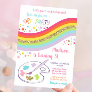 Invitation Art Party Rainbow Anniversaire