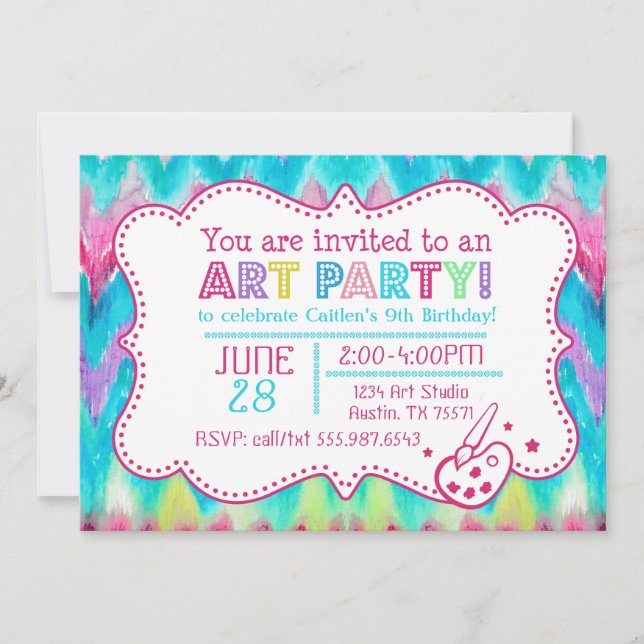 Invitation Art Party Watercolor iKat Chevron (Devant)