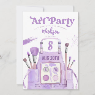 Invitation Art Peinture Fille violet fête d'anniversaire