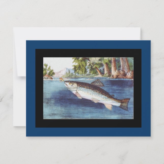 Invitation Art vintage de pêche de mouche (Devant)