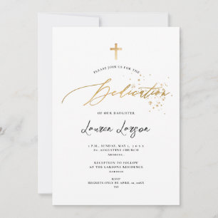 Invitation ArtApp Élégant Faux Gold Calligraphy Dedication