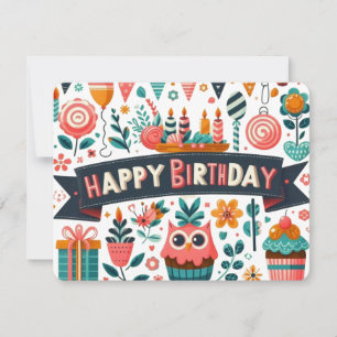 Invitation Artisanat folklorique fantaisiste Joyeux Anniversa