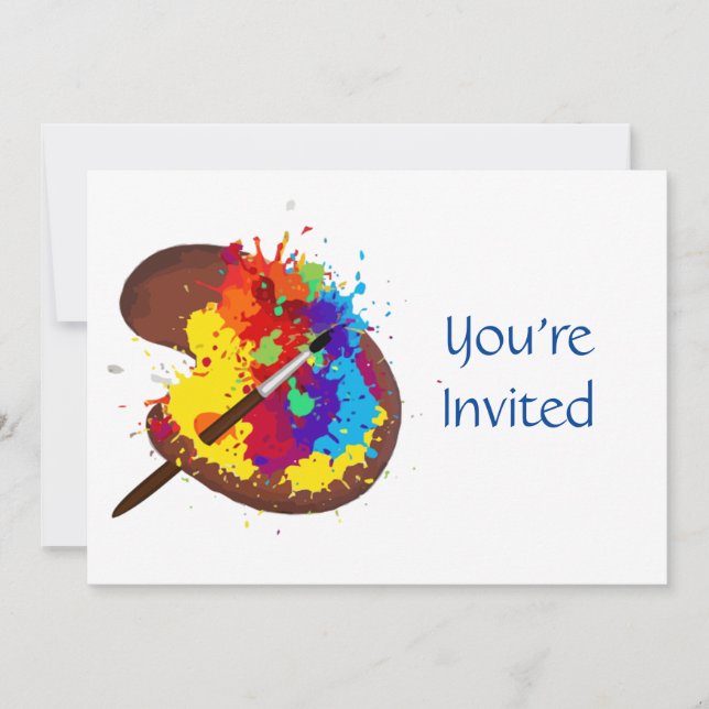 Invitation Artiste Peinture Anniversaire Thématique (Devant)