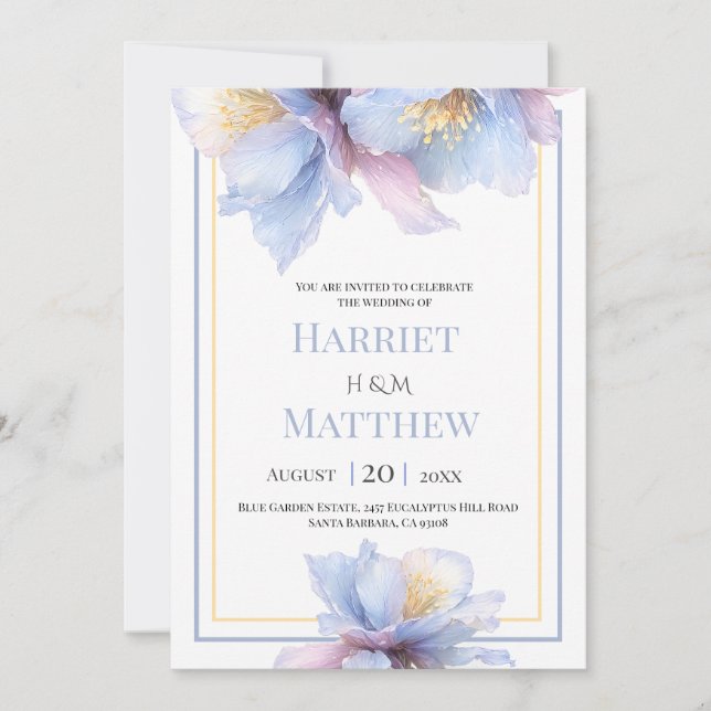 Invitation Artistic Pastel Botanical Florals Wedding (Devant)