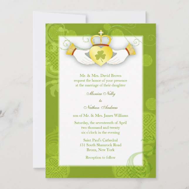 Invitation Artistique Cute Claddagh Heart Mariage irlandais (Devant)