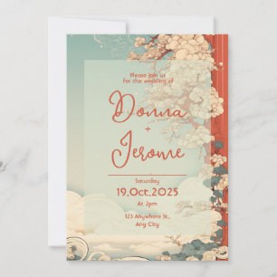 Invitation artistique japonaise vintage