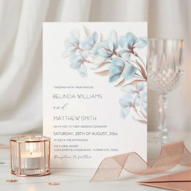 Invitation artistique Turquoise Rose Gold Fleurs (Créateur téléchargé)