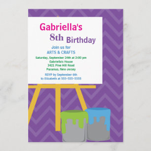Invitation Arts & Artisanat Fête d'anniversaire de Peinture p