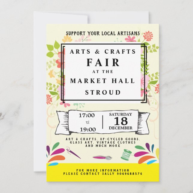 Invitation arts et crafternoon juste du marché de métier de (Devant)