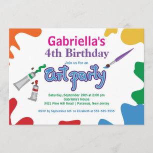 Invitation Arts et fête d'anniversaire de peinture d'enfants