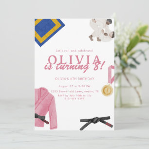 Invitation Arts Martiaux Fille de la Fête d'Anniversaire Juji