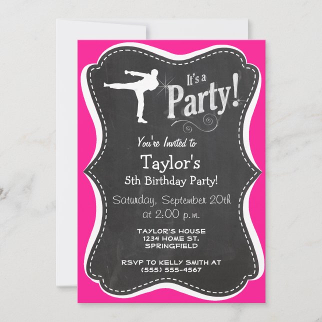 Invitation Arts martiaux roses (Devant)