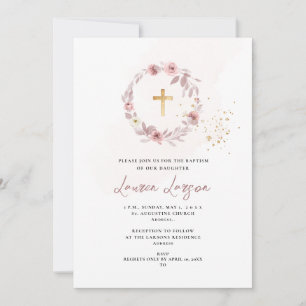 Invitation ArtsApp Elegant H2 Dusty Rose Roses Baptême