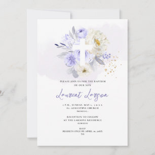 Invitation ArtsApp Elegant H2 Dusty violet Rose Baptême