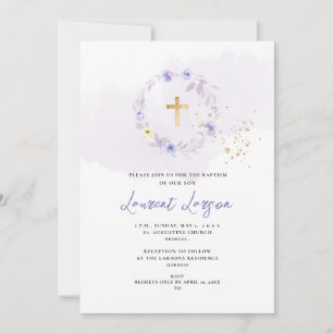 Invitation ArtsApp Elegant H2 Dusty violet Rose Baptême